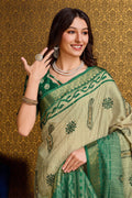 Green Silk Saree With Blouse Piece