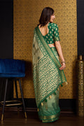 Green Silk Saree With Blouse Piece