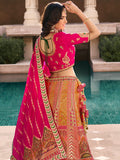 Hot Pink Banarasi Silk Lehenga