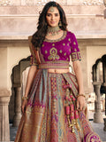 Magenta Pink Banarasi Silk Lehenga