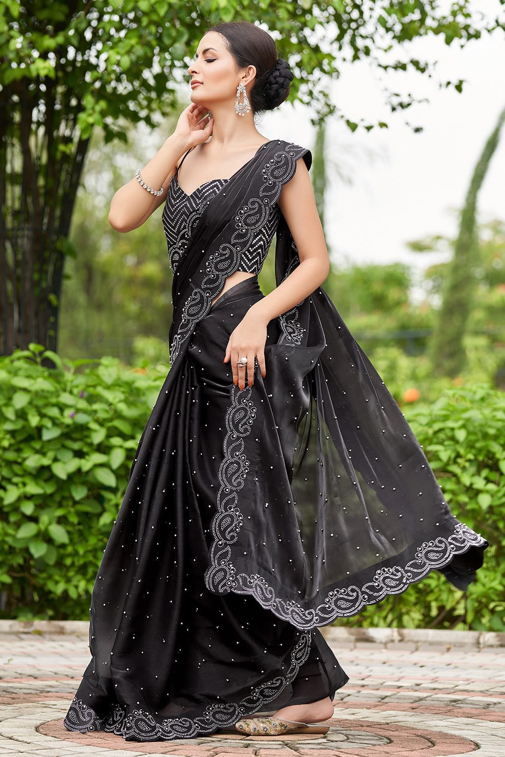 Black Embroidery & Cutwork work Pure Organza Saree – Organza Mall