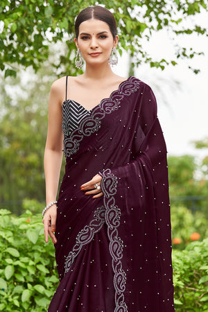 Magenta Blended Bangalore Silk Saree