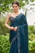 Teal Green Organza Saree