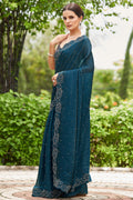 Teal Green Organza Saree