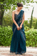 Teal Green Organza Saree