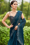 Teal Green Organza Saree