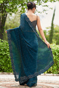 Teal Green Organza Saree