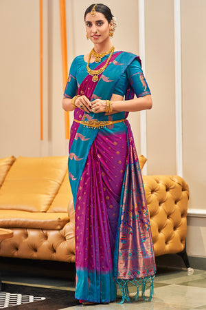 Berry Violet Silk Saree