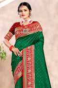 Bottle Green Silk Saree