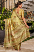 Liril Yellow Satin Brocade Saree