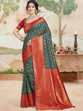 Green Silk Saree With Blouse Piece