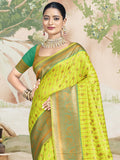 Green Silk Saree With Blouse Piece