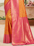 Orange Silk Saree With Blouse Piece