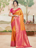 Orange Silk Saree With Blouse Piece