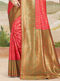 Pink Silk Saree With Blouse Piece