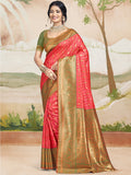 Pink Silk Saree With Blouse Piece