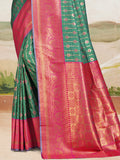 Teal Silk Saree With Blouse Piece