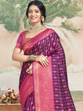 Magenta Silk Saree With Blouse Piece