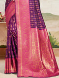 Magenta Silk Saree With Blouse Piece