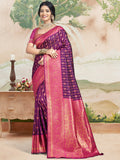 Magenta Silk Saree With Blouse Piece