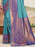 Sky Blue Silk Saree With Blouse Piece