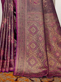 Purple Satin Saree With Blouse Piece