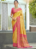 Yellow Silk Saree With Blouse Piece