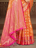 Orange Silk Saree With Blouse Piece