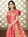 Pink Silk Saree With Blouse Piece