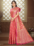 Pink Silk Saree With Blouse Piece