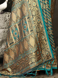 Sky Blue Satin Saree With Blouse Piece