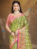 Olive Green Silk Saree With Blouse Piece