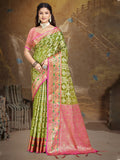 Olive Green Silk Saree With Blouse Piece