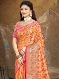 Orange Silk Saree With Blouse Piece