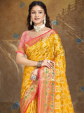 Yellow Silk Saree With Blouse Piece