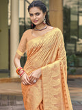 Orange Silk Saree With Blouse Piece