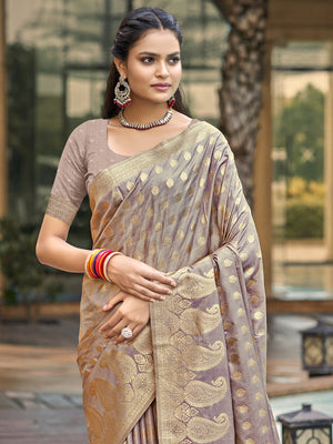 Pink Silk Saree With Blouse Piece