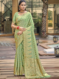 Green Silk Saree With Blouse Piece