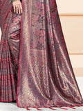 Magenta Satin Saree With Blouse Piece