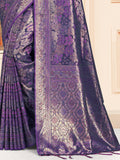 Lavender Satin Saree With Blouse Piece