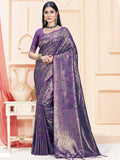 Lavender Satin Saree With Blouse Piece