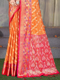 Orange Silk Saree With Blouse Piece