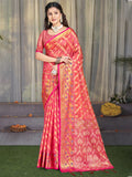 Pink Silk Saree With Blouse Piece