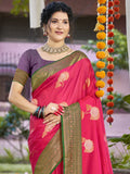 Pink Silk Saree With Blouse Piece