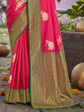 Pink Silk Saree With Blouse Piece