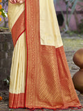 Cream Silk Saree With Blouse Piece