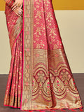 Pink Satin Silk Saree With Blouse Piece