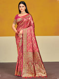 Pink Satin Silk Saree With Blouse Piece