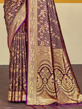 Burgundy Satin Silk Saree With Blouse Piece