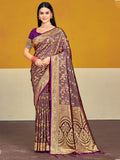 Burgundy Satin Silk Saree With Blouse Piece